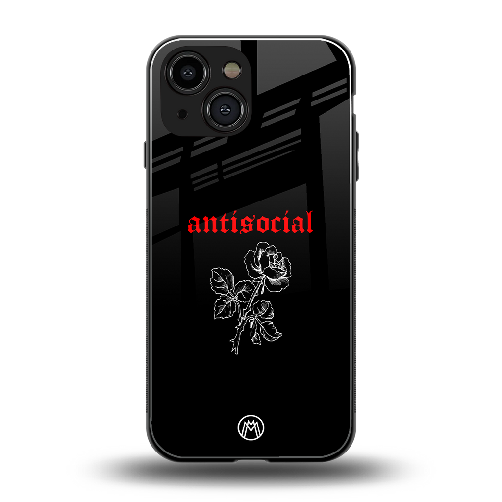 anti social black back phone cover | glass case for iphone 13 mini