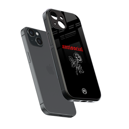 anti social black back phone cover | glass case for iphone 13 mini