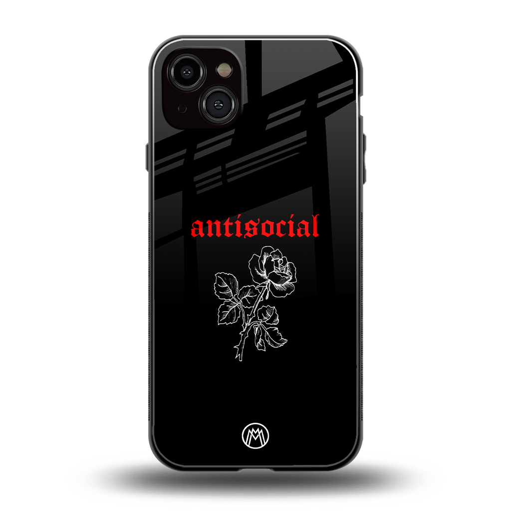 anti social black back phone cover | glass case for iphone 15 plus
