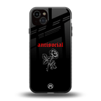 anti social black back phone cover | glass case for iphone 15 plus