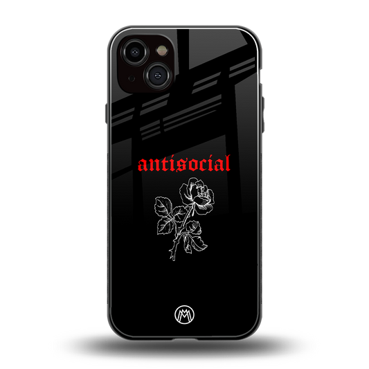 anti social black back phone cover | glass case for iphone 15 plus