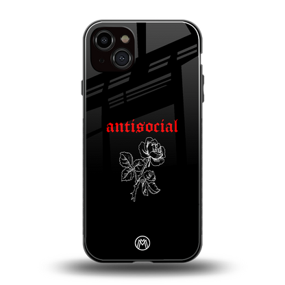 anti social black back phone cover | glass case for iphone 14 plus