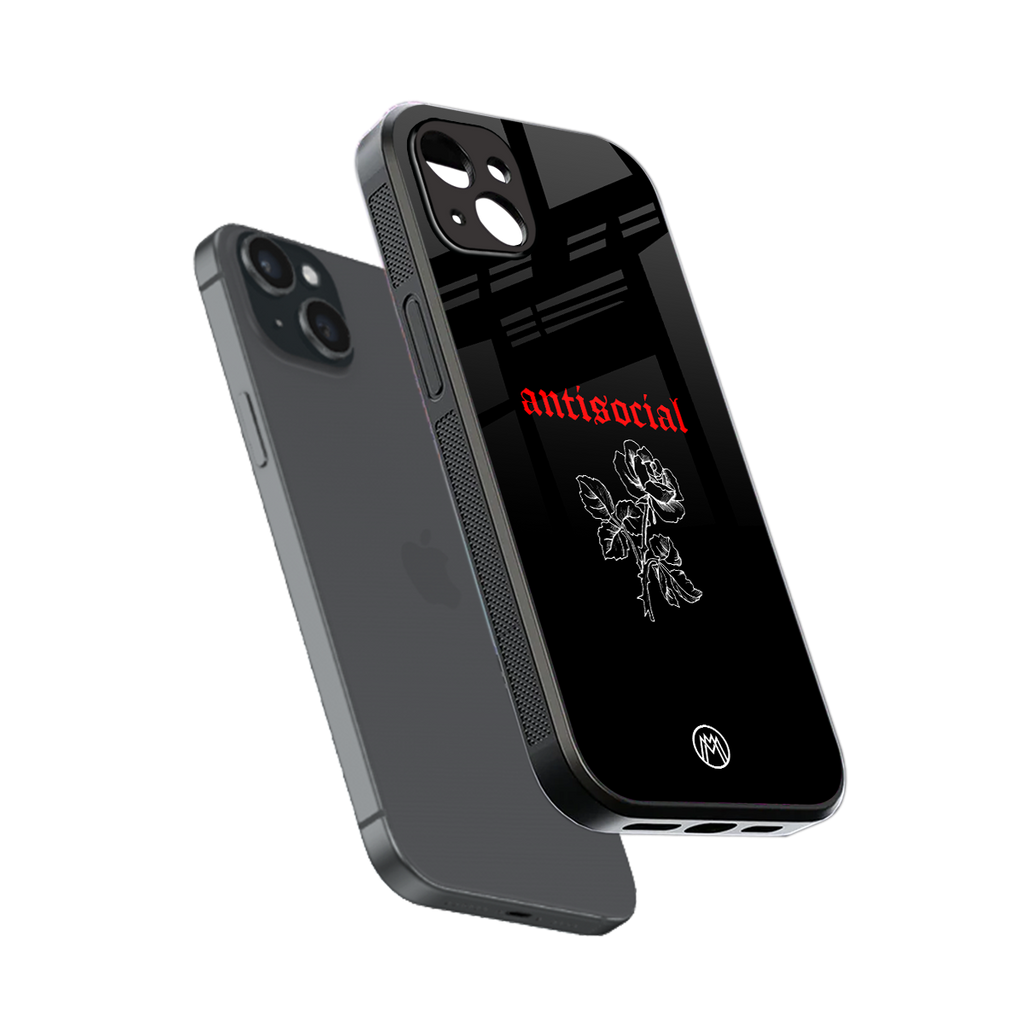 anti social black back phone cover | glass case for iphone 15 plus