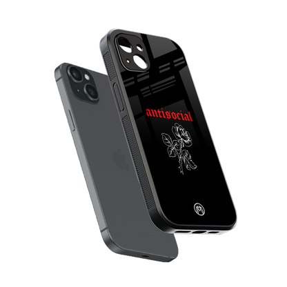 anti social black back phone cover | glass case for iphone 14 plus