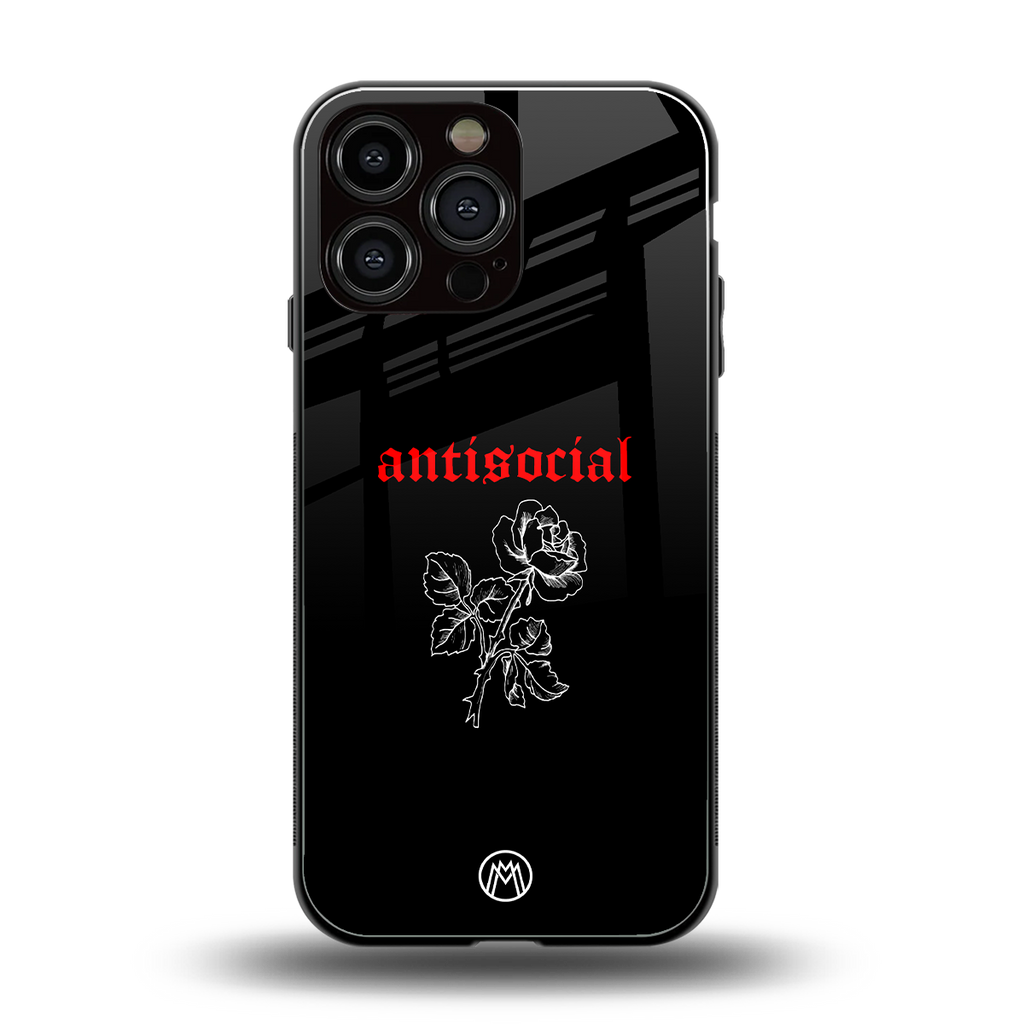 anti social black back phone cover | glass case for iphone 15 pro max