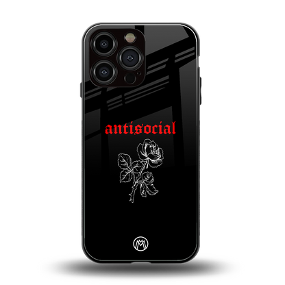 anti social black back phone cover | glass case for iphone 14 pro max