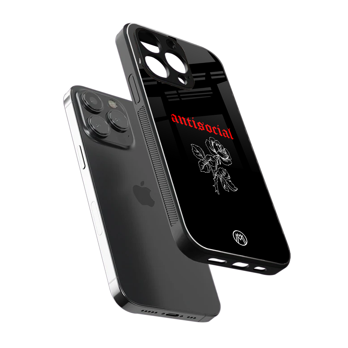 anti social black back phone cover | glass case for iphone 15 pro max