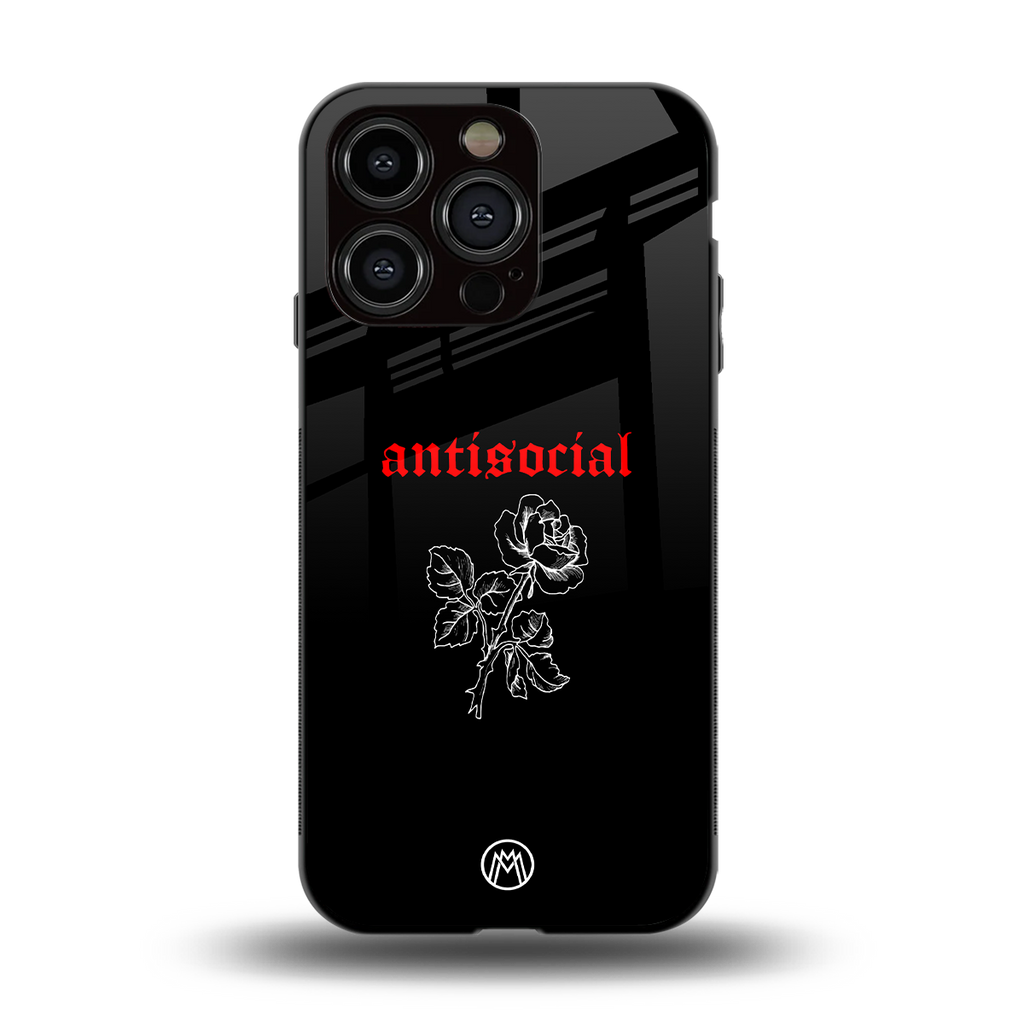 anti social black back phone cover | glass case for iphone 15 pro