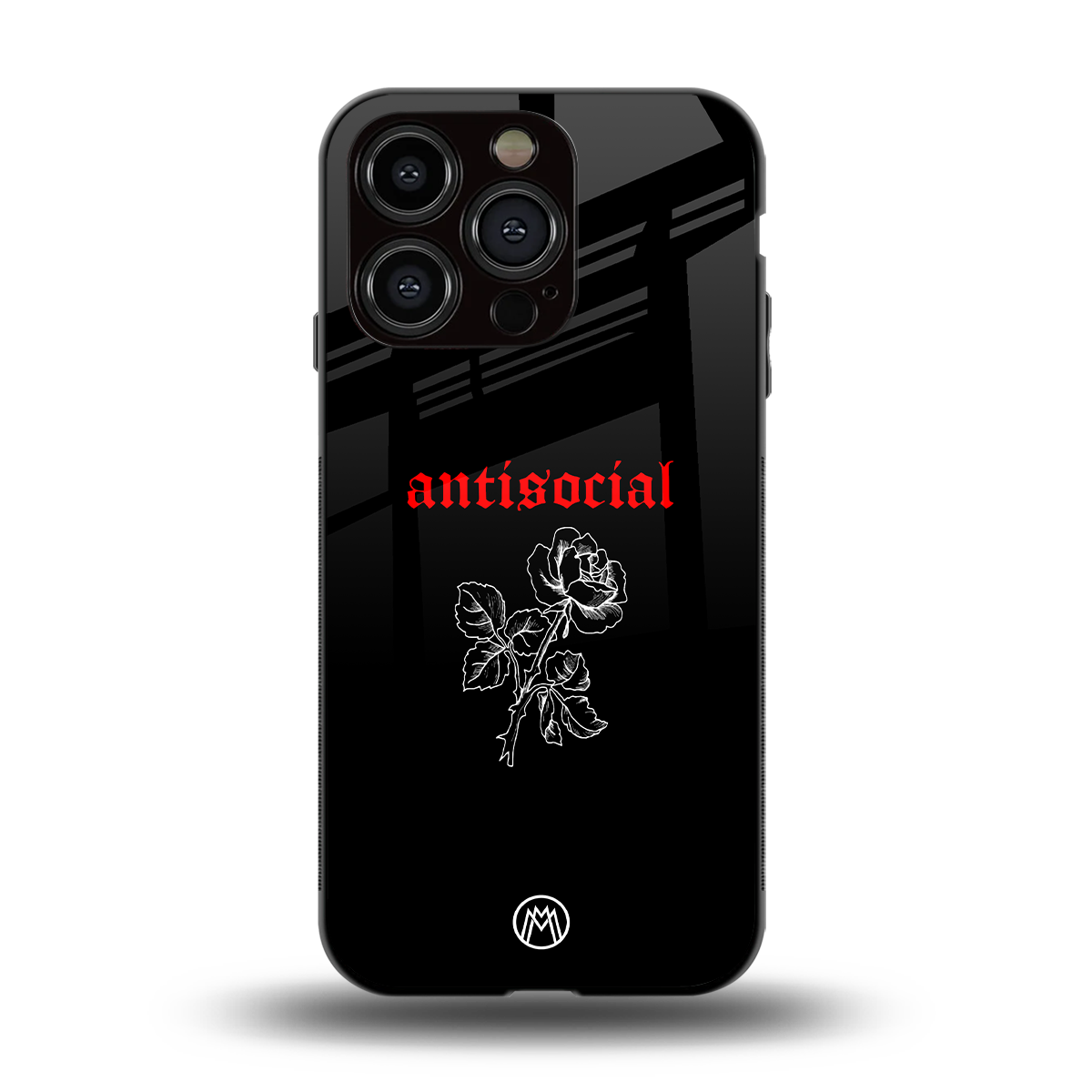 anti social black back phone cover | glass case for iphone 15 pro