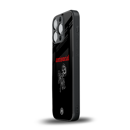 anti social black back phone cover | glass case for iphone 15 pro