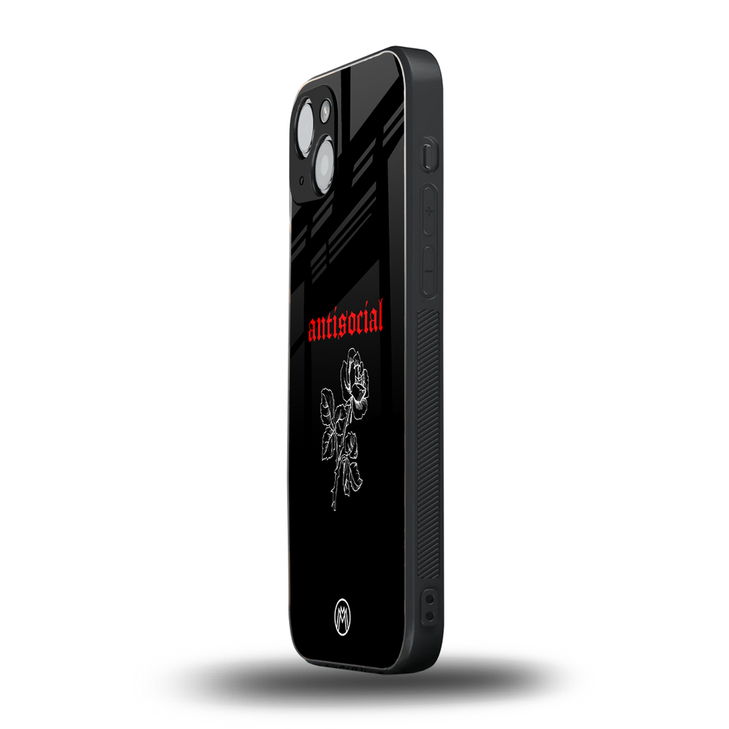 anti social black back phone cover | glass case for iphone 15