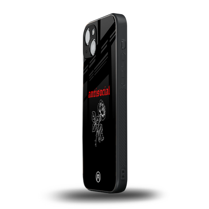 anti social black back phone cover | glass case for iphone 15