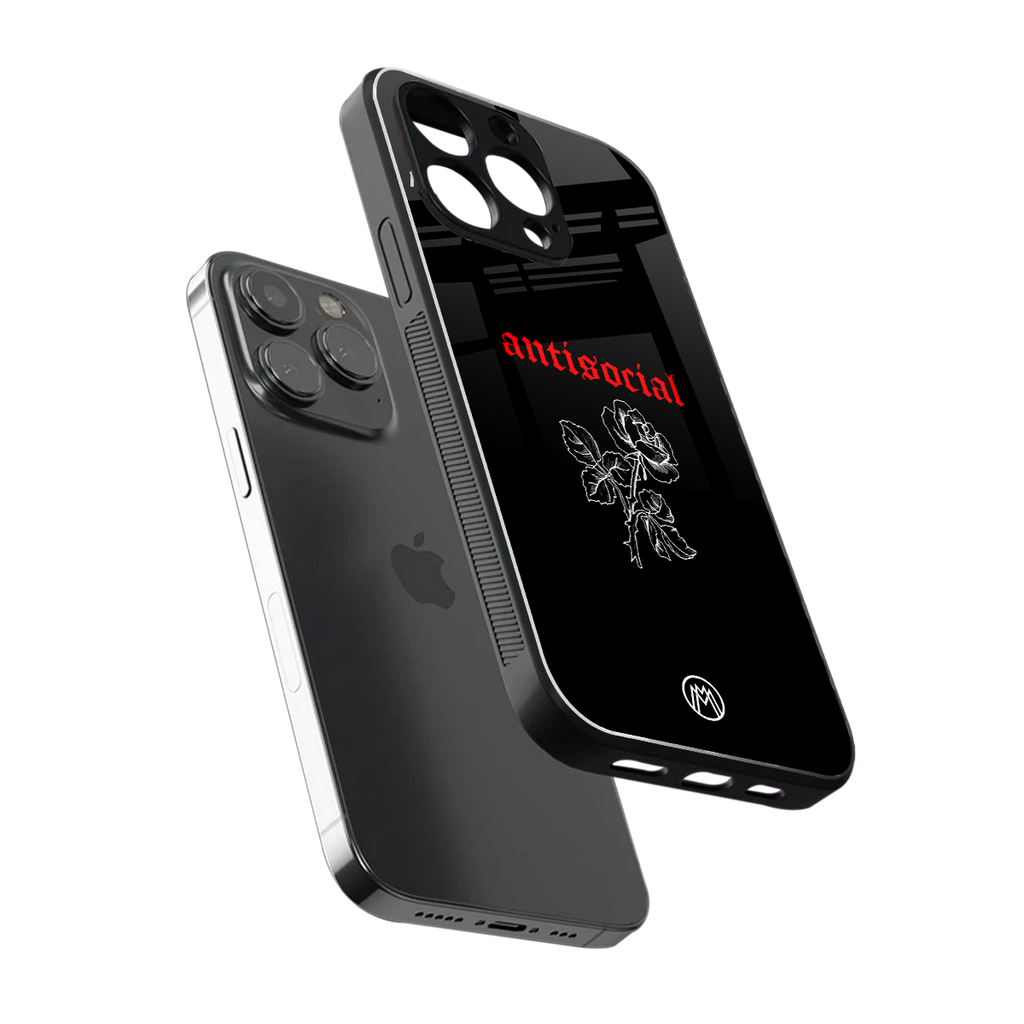 anti social black back phone cover | glass case for iphone 14 pro