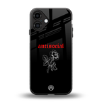 anti social black back phone cover | glass case for iphone 16 plus