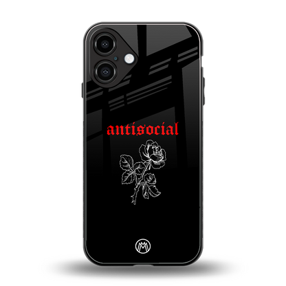 anti social black back phone cover | glass case for iphone 16 plus