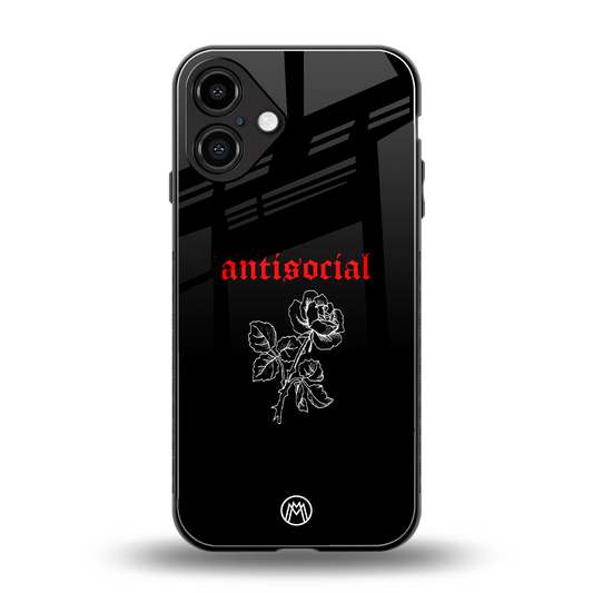 anti social black back phone cover | glass case for iphone 16 plus