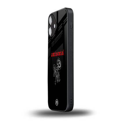 anti social black back phone cover | glass case for iphone 16 plus