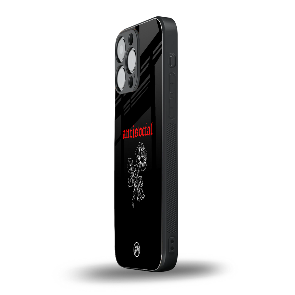 anti social black back phone cover | glass case for iphone 16 pro max