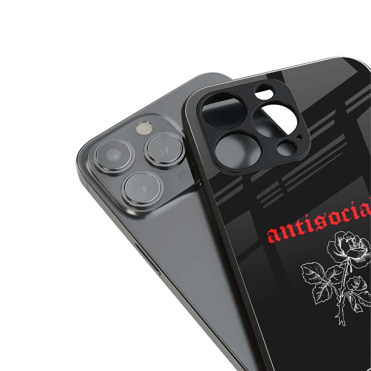 anti social black back phone cover | glass case for iphone 13 pro