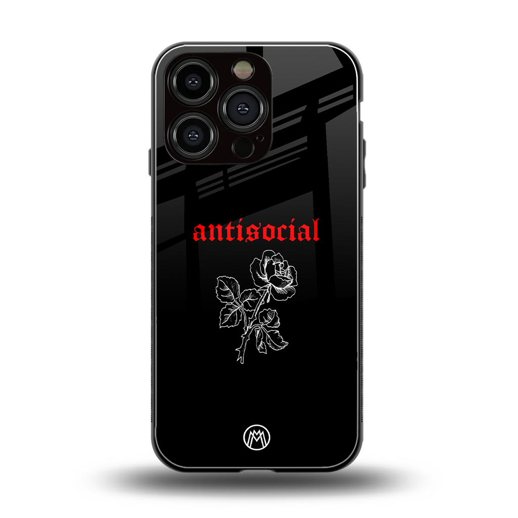 anti social black back phone cover | glass case for iphone 16 pro