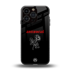 anti social black back phone cover | glass case for iphone 16 pro