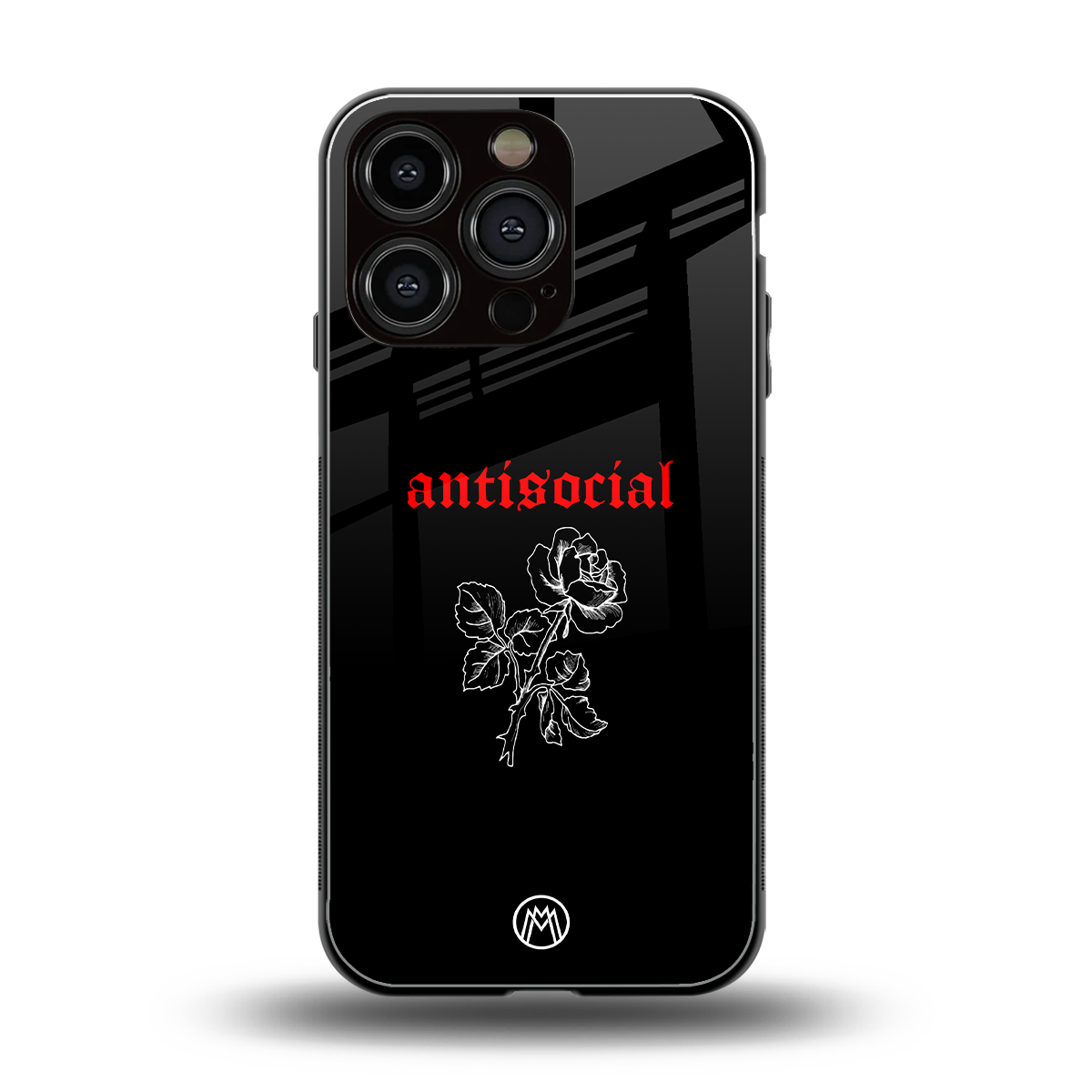 anti social black back phone cover | glass case for iphone 16 pro