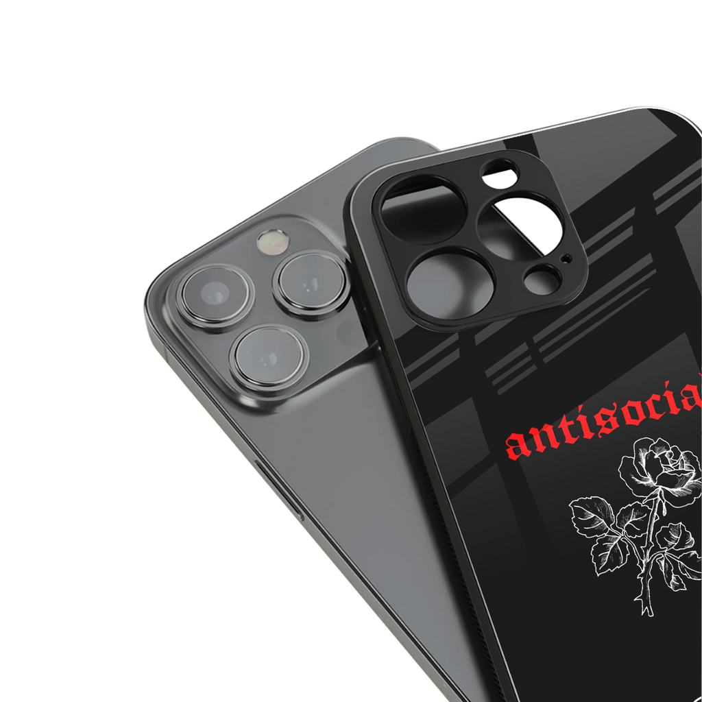 anti social black back phone cover | glass case for iphone 15 pro