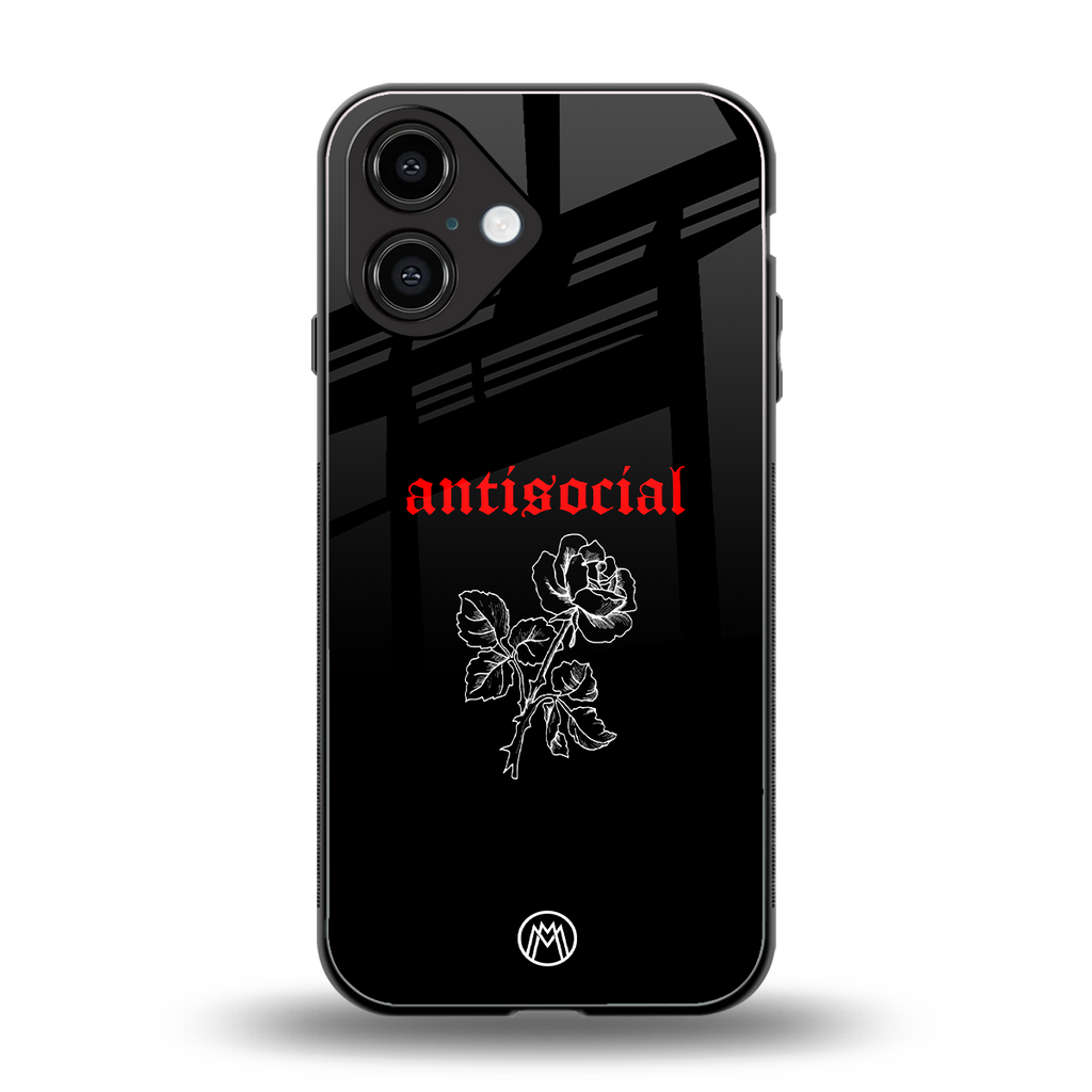 anti social black back phone cover | glass case for iphone 16