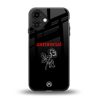 anti social black back phone cover | glass case for iphone 16
