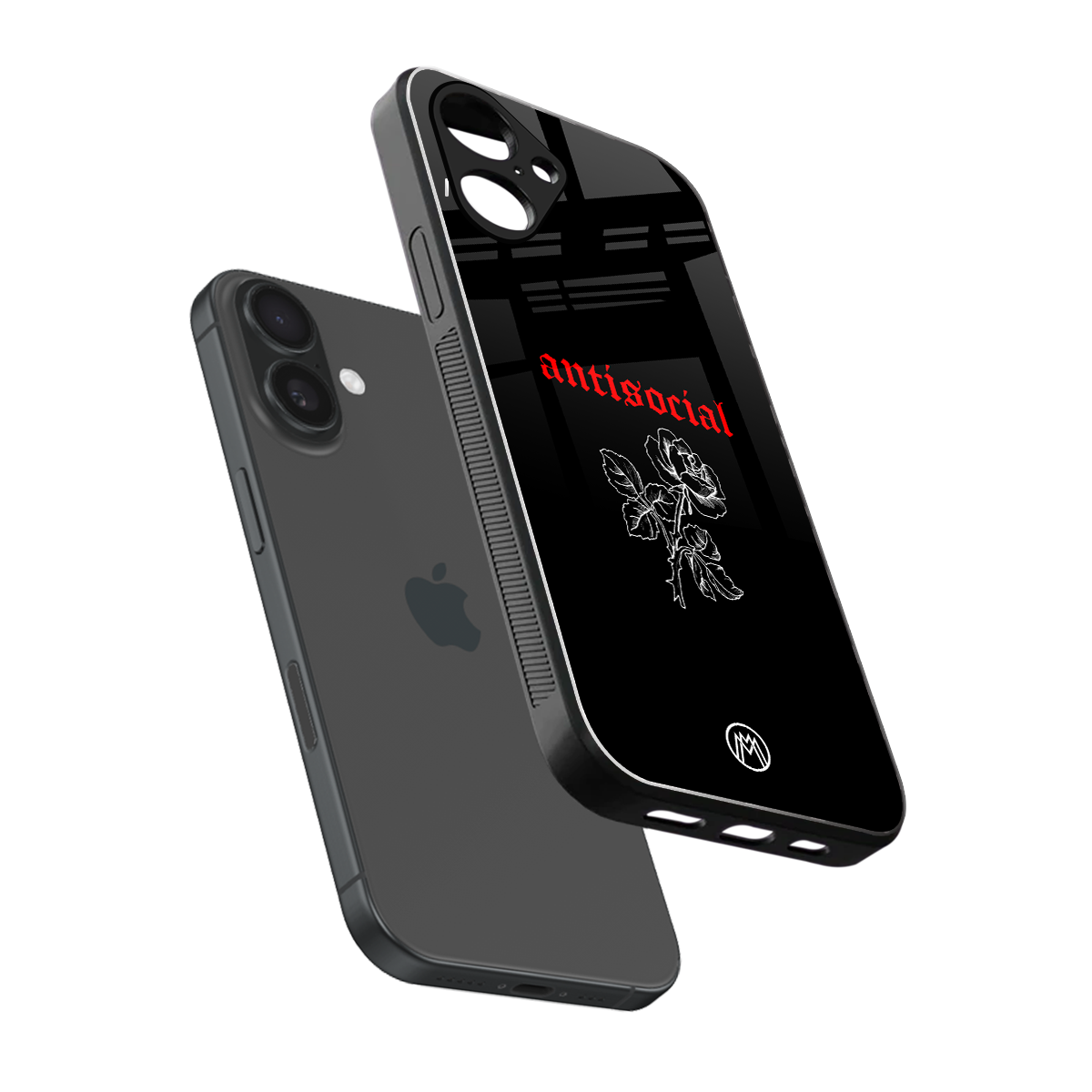 anti social black back phone cover | glass case for iphone 16