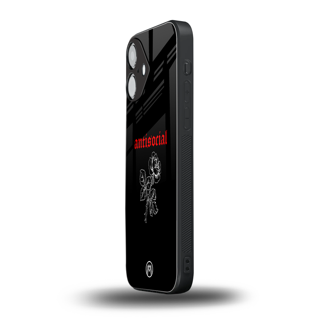 anti social black back phone cover | glass case for iphone 16