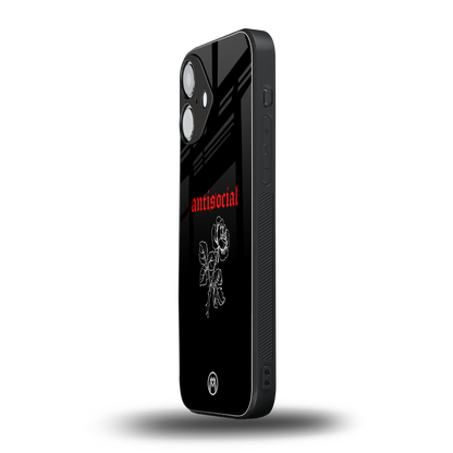 anti social black back phone cover | glass case for iphone 16
