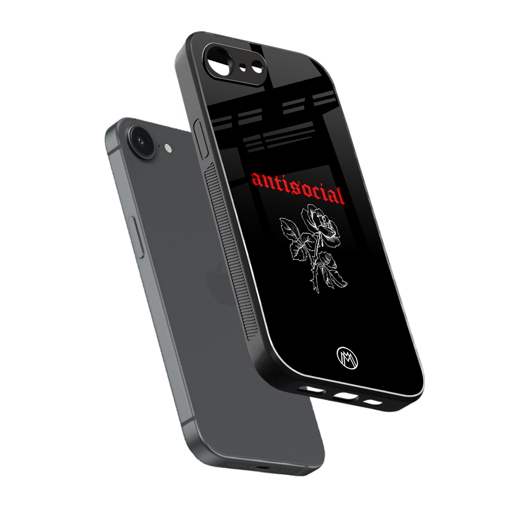 anti social black back phone cover | glass case for iphone 16e