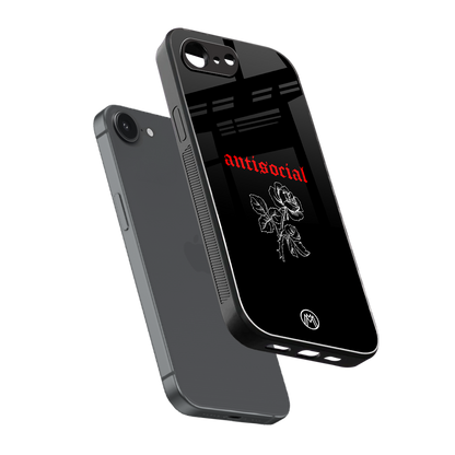 anti social black back phone cover | glass case for iphone 16e