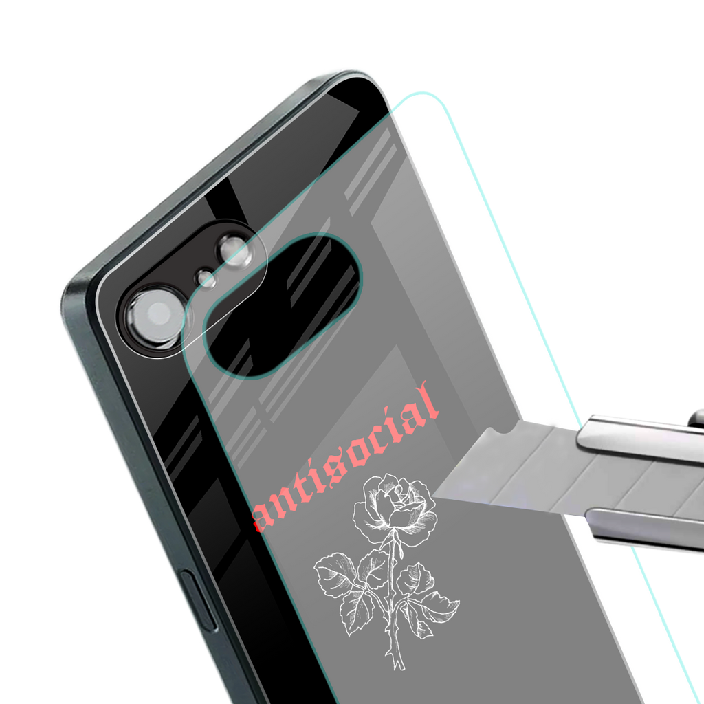 anti social black back phone cover | glass case for iphone 16e