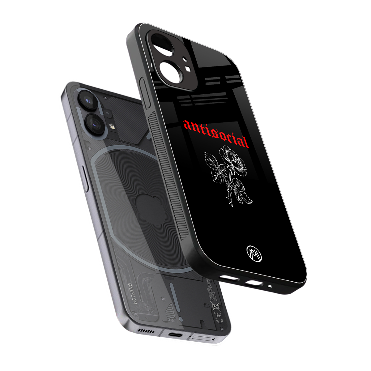 anti social black back phone cover | glass case for nothing phone 1