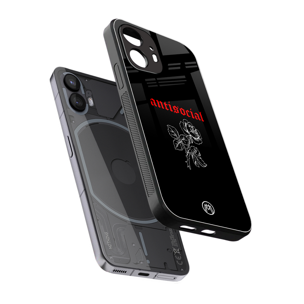 anti social black back phone cover | glass case for nothing phone 2
