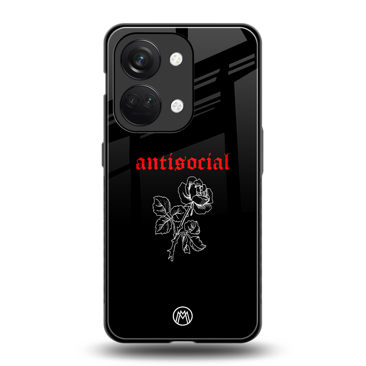 anti social black back phone cover | glass case for oneplus nord 3