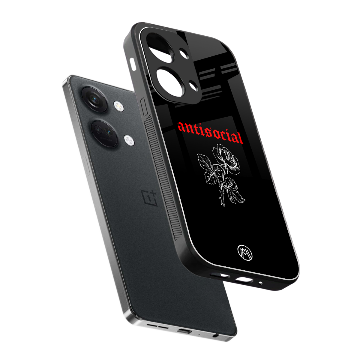 anti social black back phone cover | glass case for oneplus nord 3