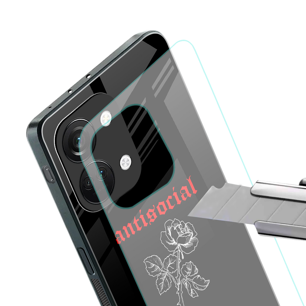 anti social black back phone cover | glass case for oneplus nord 3