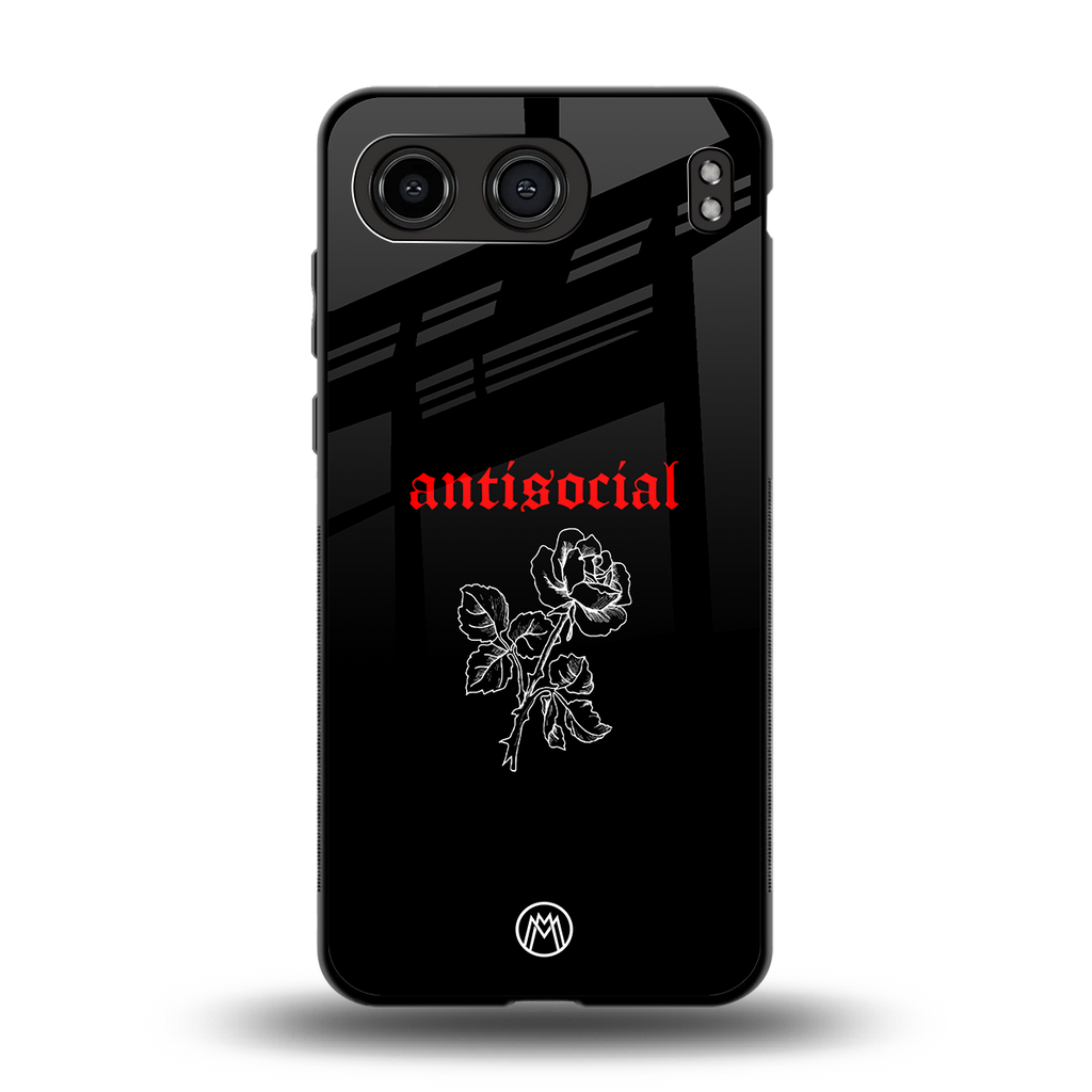 anti social black back phone cover | glass case for oneplus nord 4