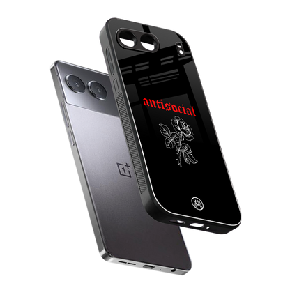 anti social black back phone cover | glass case for oneplus nord 4