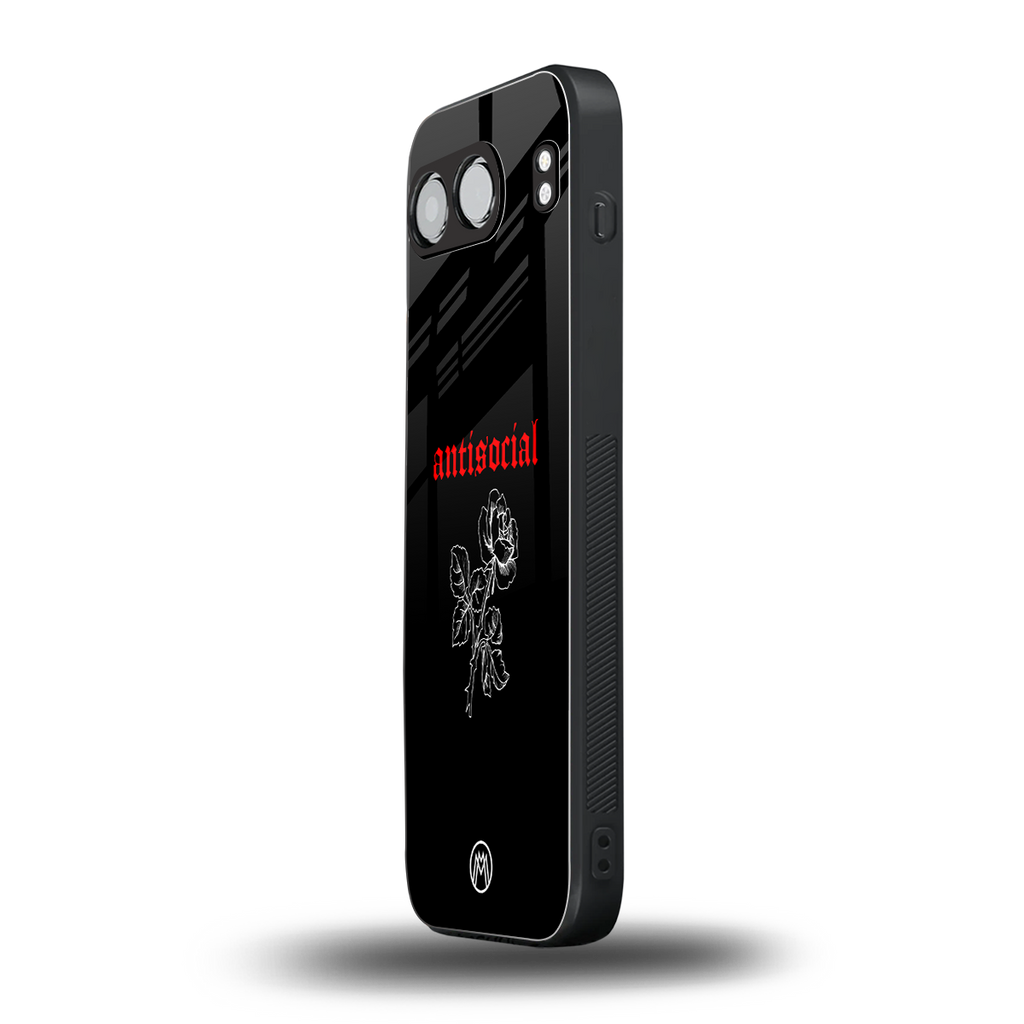 anti social black back phone cover | glass case for oneplus nord 4