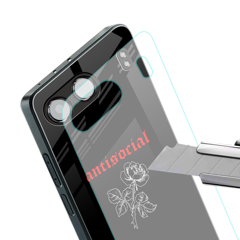 anti social black back phone cover | glass case for oneplus nord 4