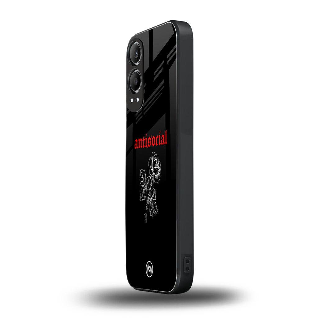 anti social black back phone cover | glass case for oneplus nord ce 4 lite