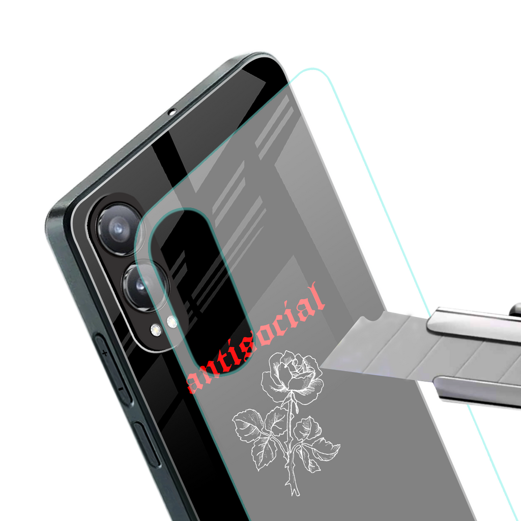 anti social black back phone cover | glass case for oneplus nord ce 4 lite