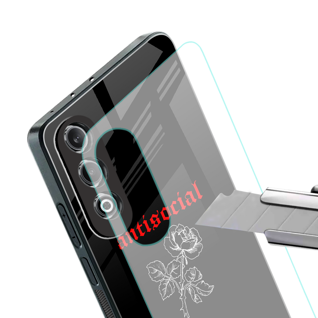 anti social black back phone cover | glass case for oneplus nord ce 4