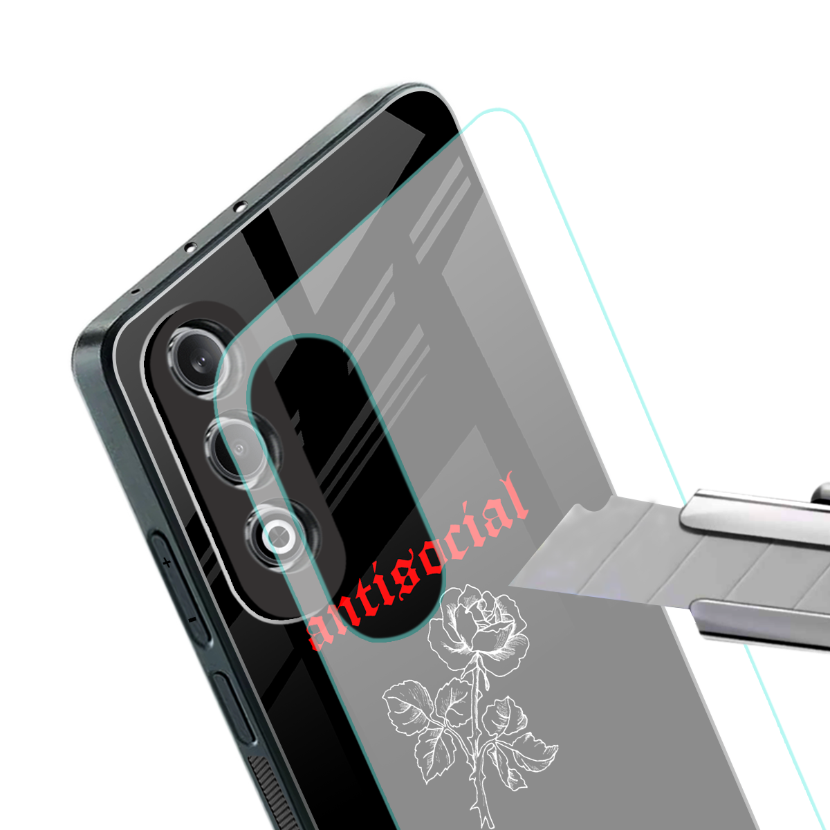 anti social black back phone cover | glass case for oneplus nord ce 4