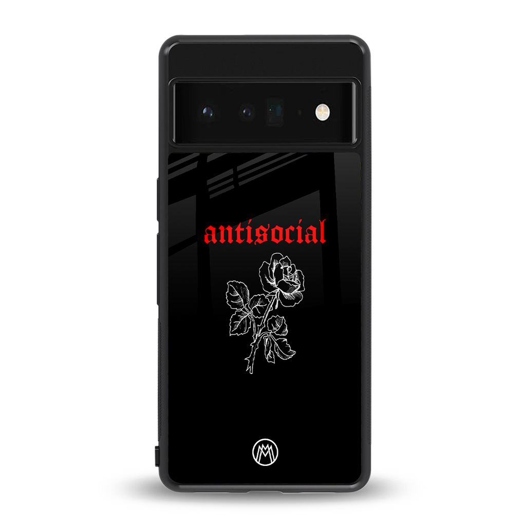 anti social black back phone cover | glass case for google pixel 6 pro