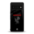 anti social black back phone cover | glass case for google pixel 6 pro